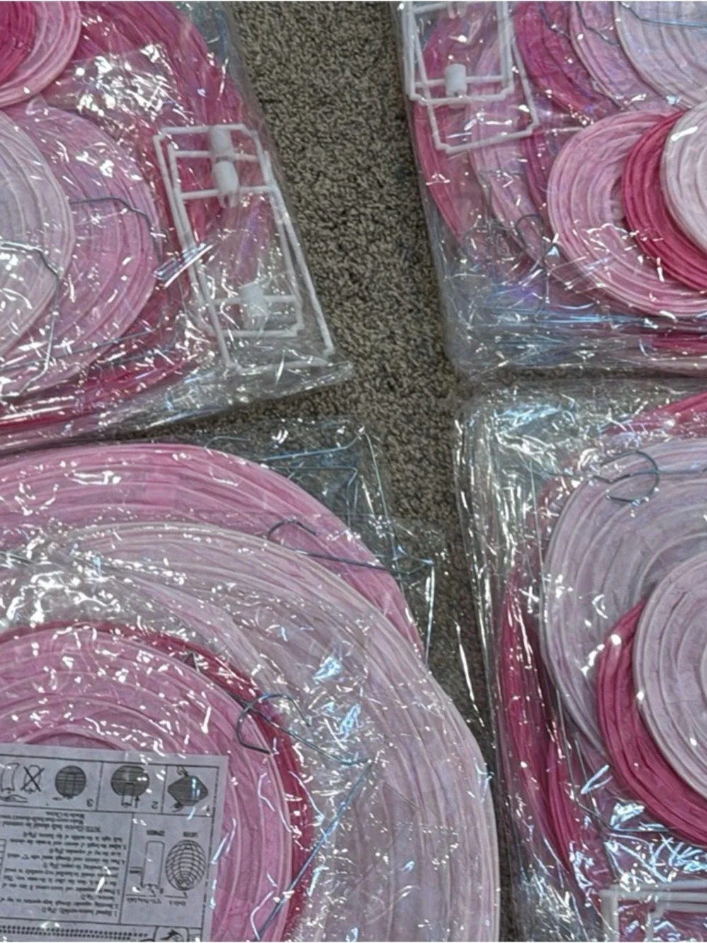 Treela 40 Pcs Round Paper Lanterns, Pink Series